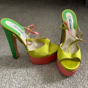 Brian Atwood Bellini Satin Colorblock Platform